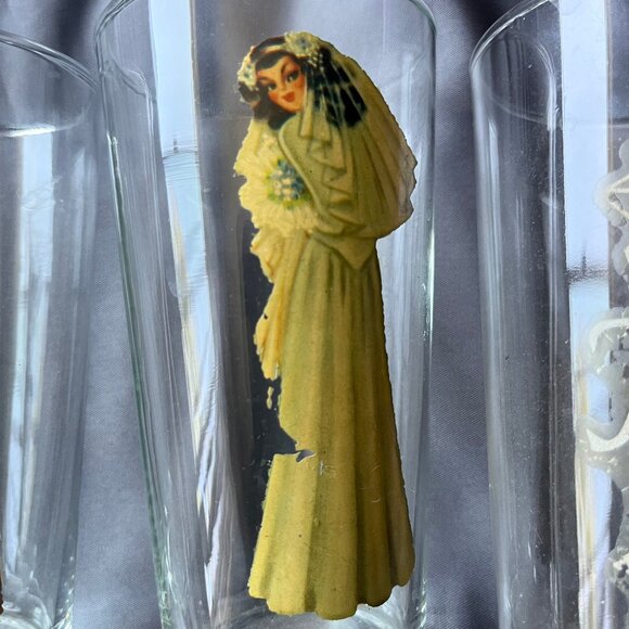 Vtg Pin Up Girl Peek A Boo Drinking Glasses Set of 4 Risque Novelty Collectible - Picture 9 of 11